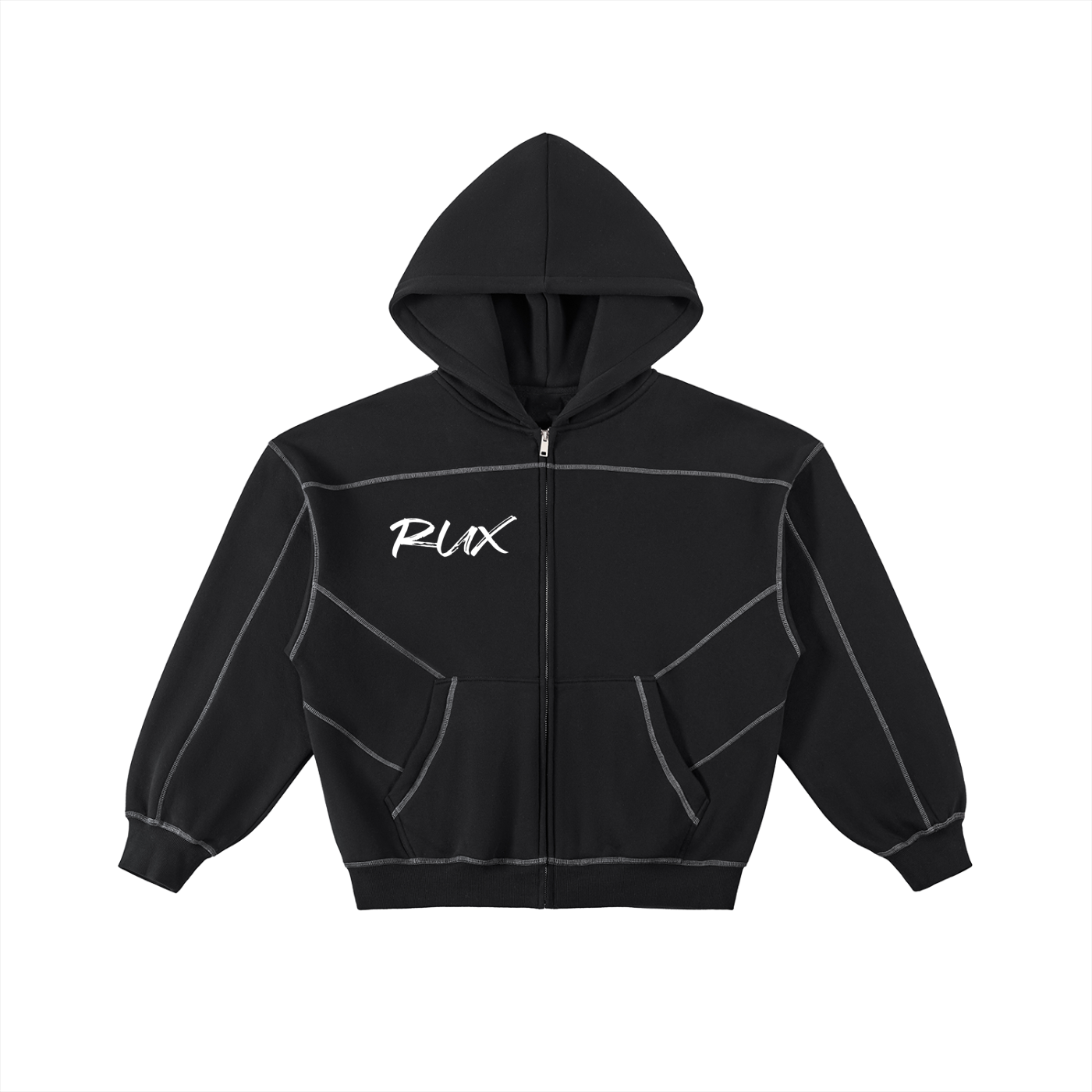 RUX Stitched Boxy Fleece Tracksuit Zip-up Hoodie