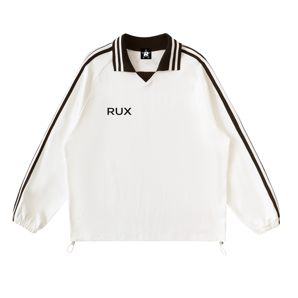 RUX Contrast Striped Lapel Collar Sweatshirt