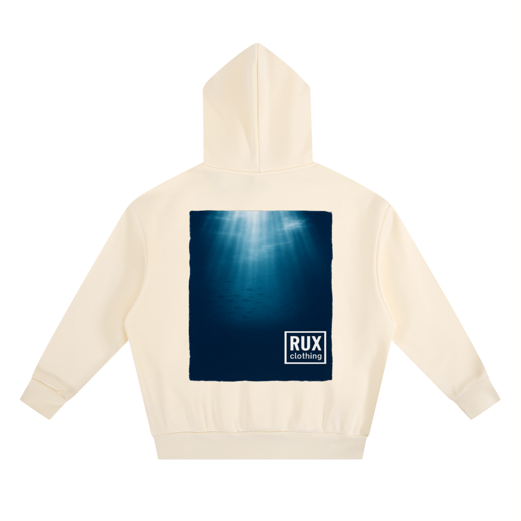RUX Essential Heavyweight Boxy "Ocean Sketch"  Fleece Hoodie